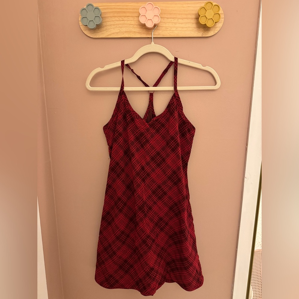 Outdoor Voices Red Checkered/Plaid Athletic Dress Size Small